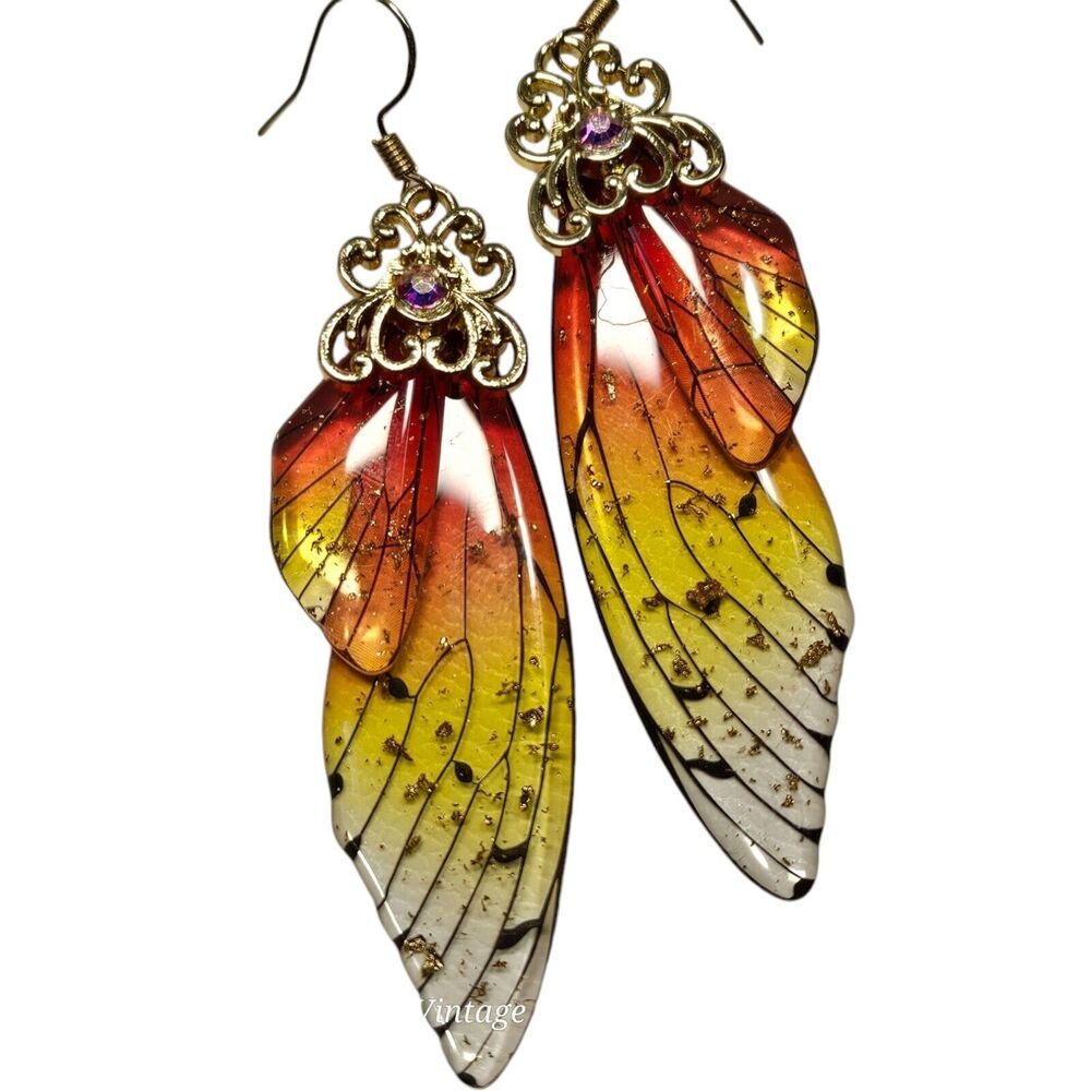 Fairy Butterfly Wings Handmade Earrings Nature Autumn Magical Insect Witch Fall